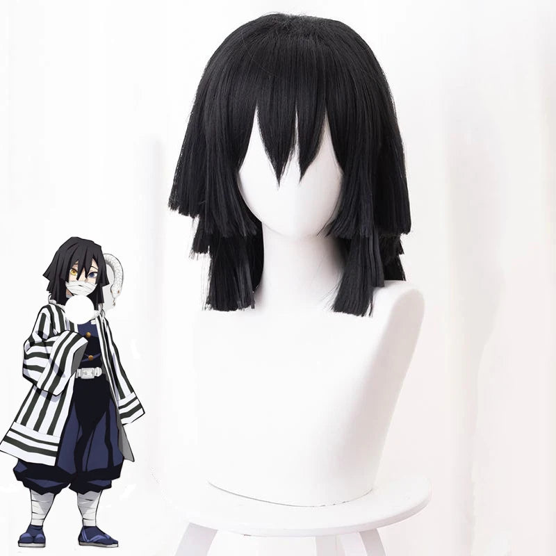 Iguro Obanai Cosplay Wig | Black Hair Heat Resistant Hairs | Demon Slayer