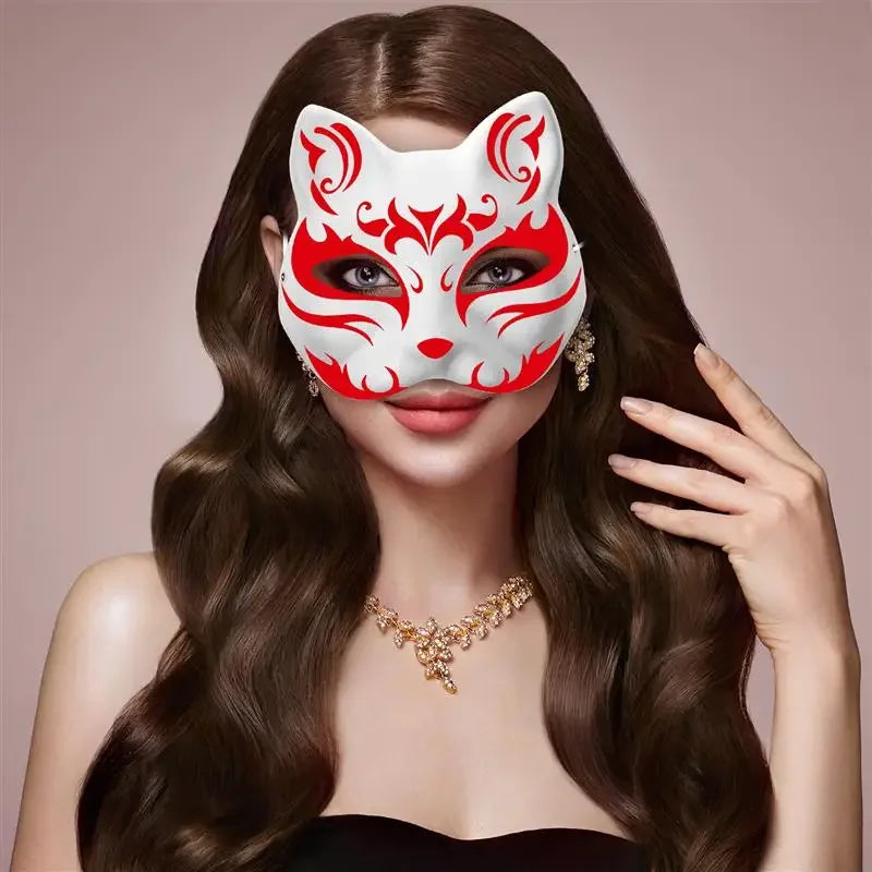 Mask Hand-painted Cat Fox Mask | Accessories | Demon Slayer