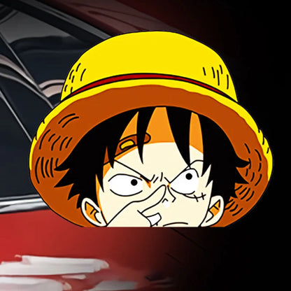 Luffy Peeking At Window Stickers | Waterproof Laptop Window Sticker | One Piece