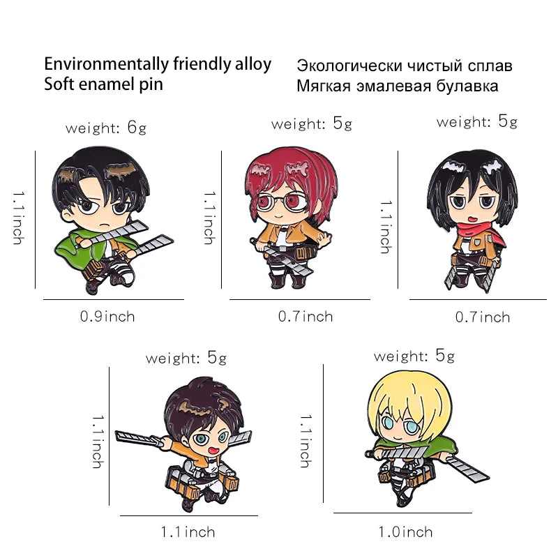 Chibi Enamel Pins Custom Eren Mikasa Armin Levi | Jewelry | Attack on Titan