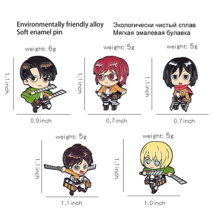 Chibi Enamel Pins Custom Eren Mikasa Armin Levi | Jewelry | Attack on Titan