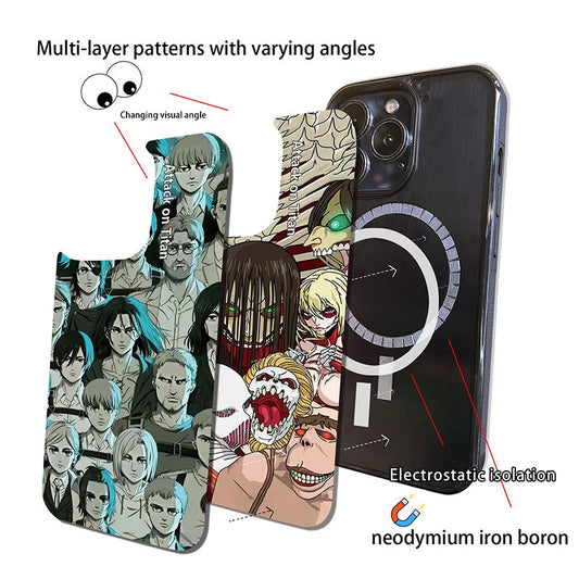 Luxury Attack On Titan Wireless Charge Magsafe Silicone Case | Phone Case | Attack on Titan