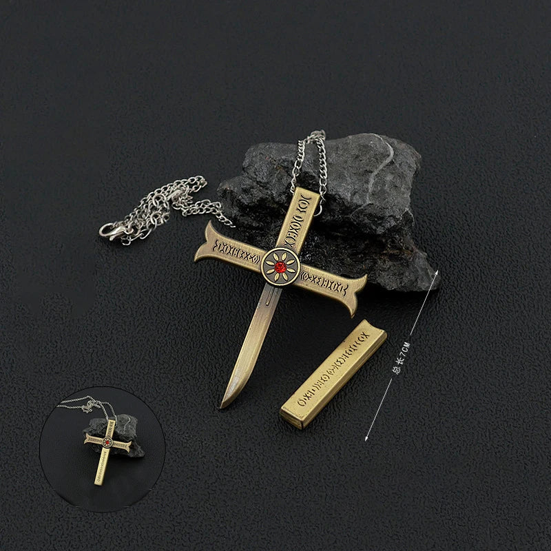 One Piece HAWKEYE Cross Necklace Mihawk Black Blade | Keychain | One Piece