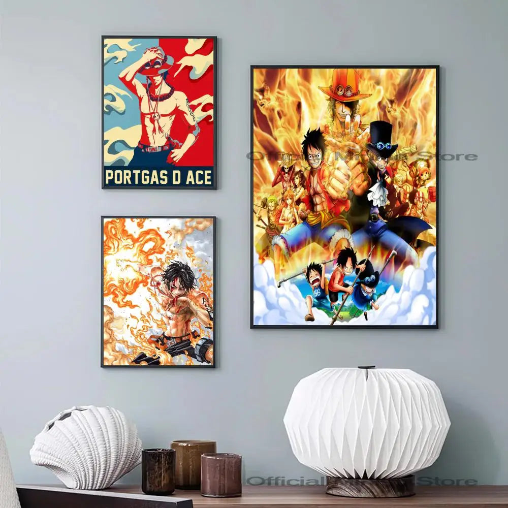 1pc O-One Piece Portgas D Ace Poster Self-adhesive Art Waterproof Paper Sticker | Poster | One Piece