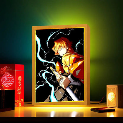 Action Figures Light Painting Photo Frame | Decor | Demon Slayer