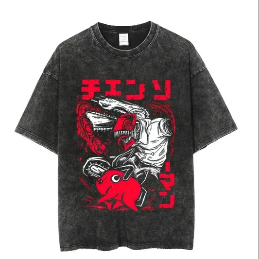 Vintage Washed Tshirts | T-Shirt | Chainsaw Man