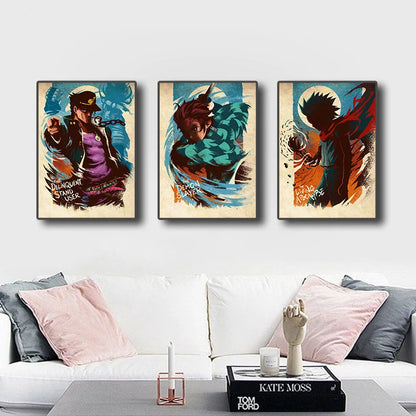 Jojo Figure Comics Canvas Painting | Decor | Demon Slayer