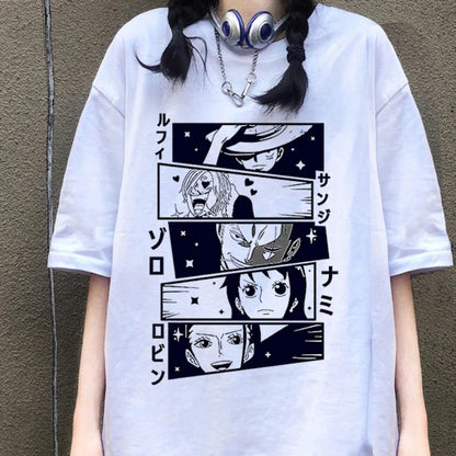 Woman Cotton Tshirt One Piece Luffy Super Print | T-shirt | One Piece