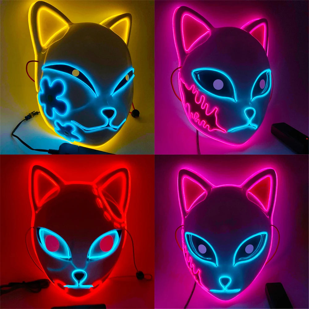 Glowing EL Wire Mask | LED Mask | Demon Slayer