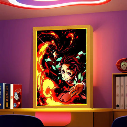 Action Figures Light Painting Photo Frame | Decor | Demon Slayer