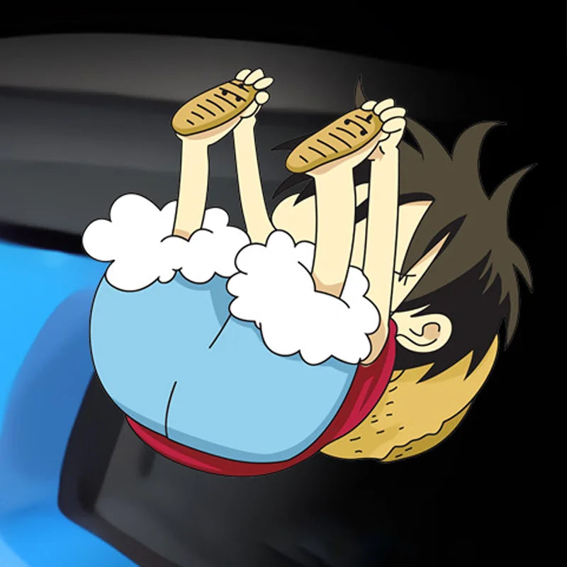 Luffy Peeking At Window Stickers | Waterproof Laptop Window Sticker | One Piece